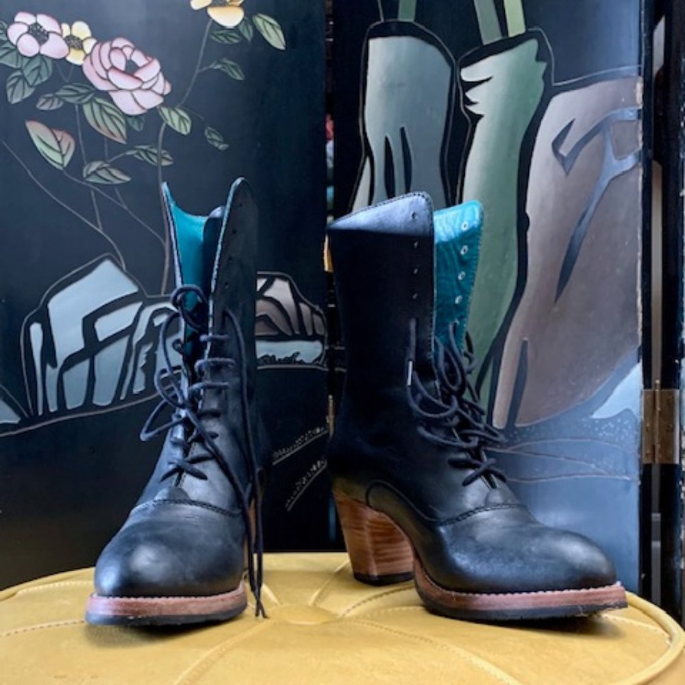 PS Kaufman No. 1018 Crosswalk Tall Lace-up Black Leather Boots